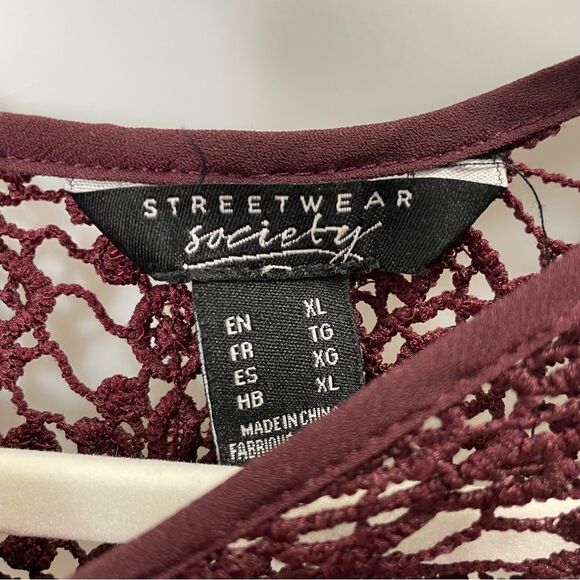 [XL] SWS Flowy Boho Burgundy Long Sleeve Blouse with Lace Details Women’… - Picture 11 of 15